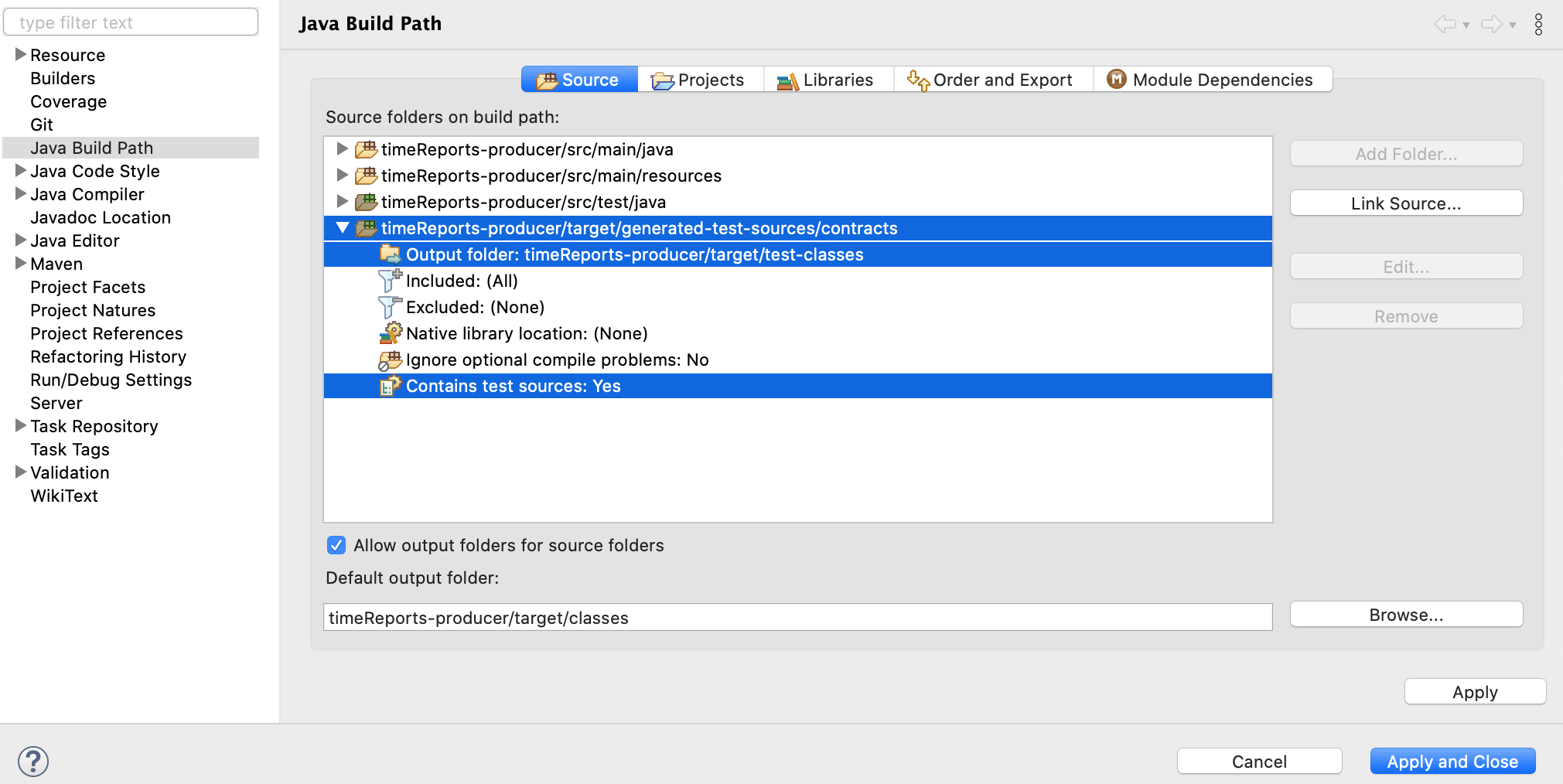 Configuration of the buildpath to run the tests from eclipse