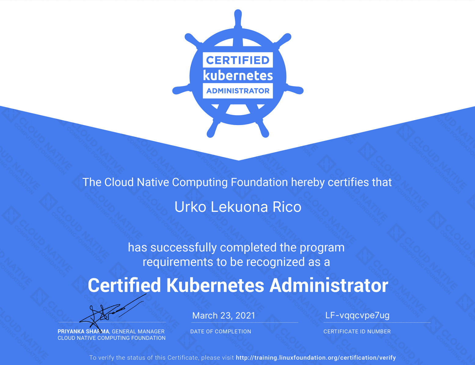 Certification